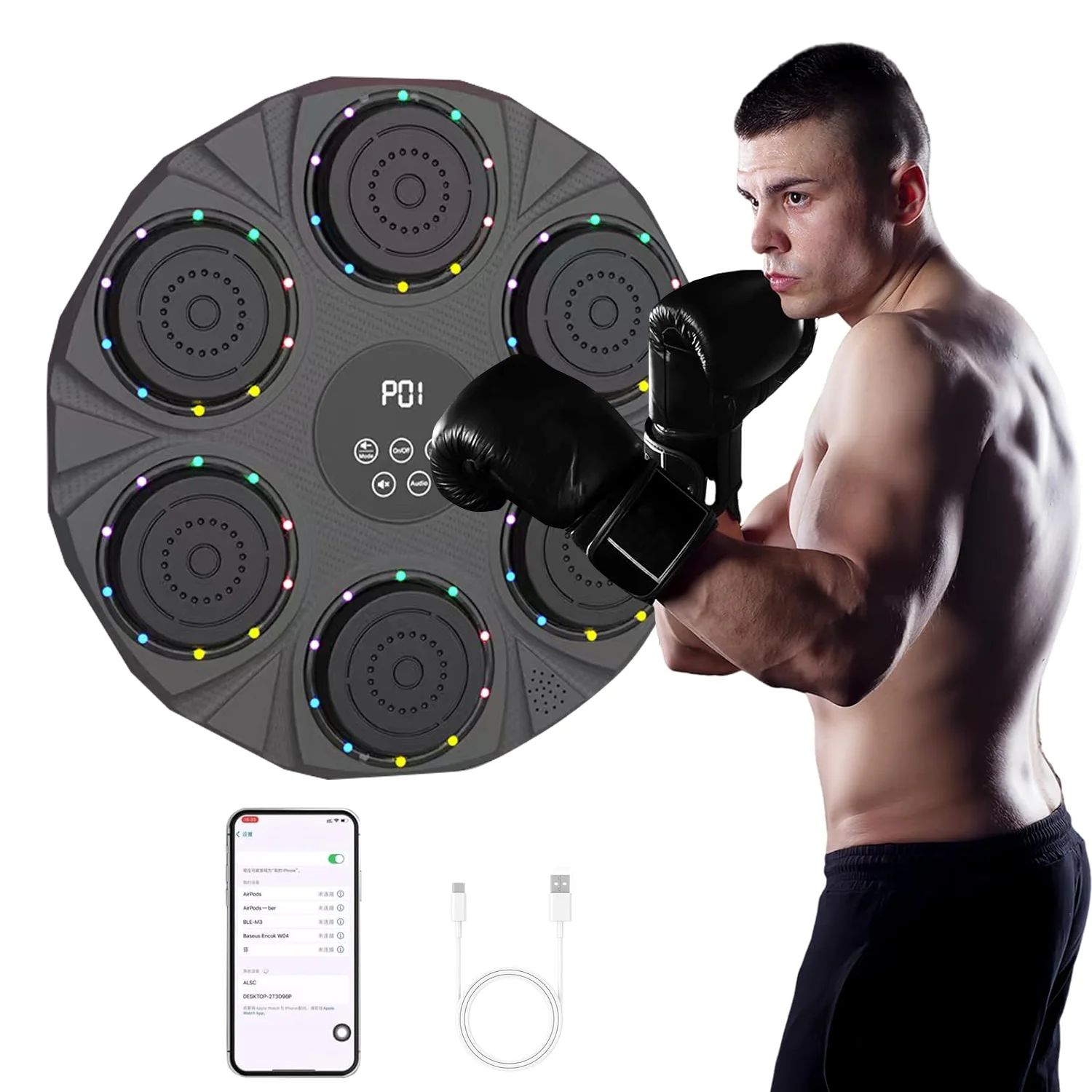 RS New Boxing Training Punching Equipment Wall Mounted Kick Punching Wall Target Boxing Machine Electronic Music Boxing Machine