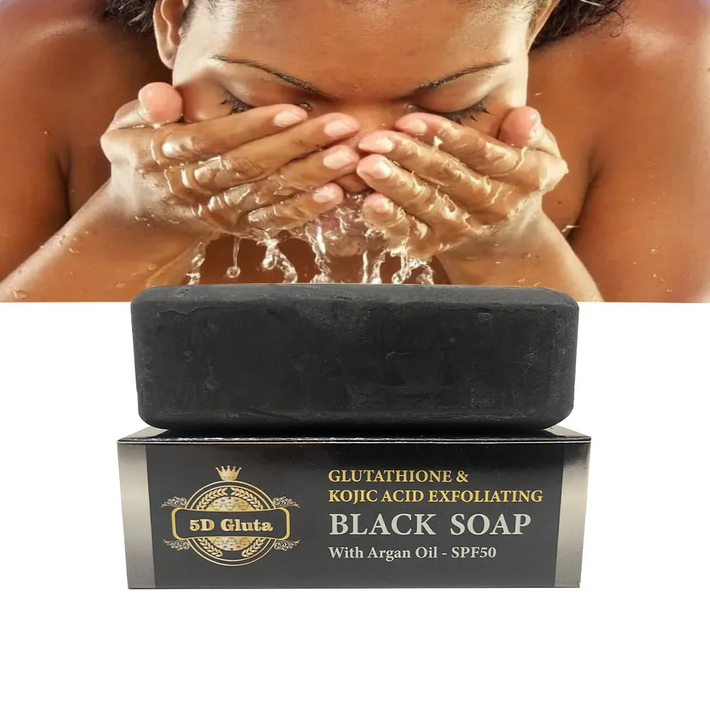  5D.Gluta. Отшелушивающее черное мыло с глютатионной койевой кислотой аргановое масло восстанавливает прыщи и кожу уменьшает акне мелкие