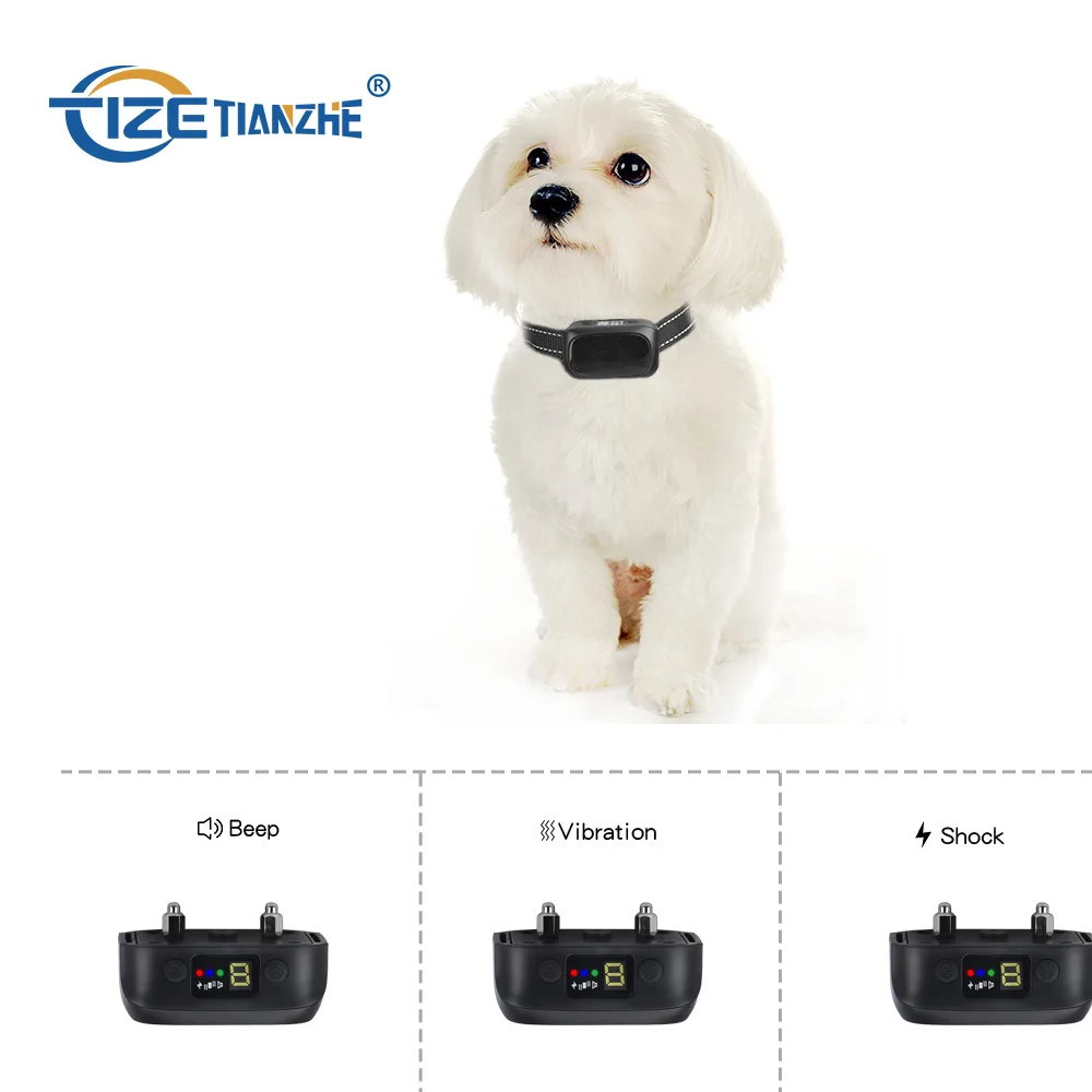 Waterproof Rechargeable Pet Training Smart Control Beeper Voice Stop Shock Vibration No Anti Dog Bark Collar for Small Dogs