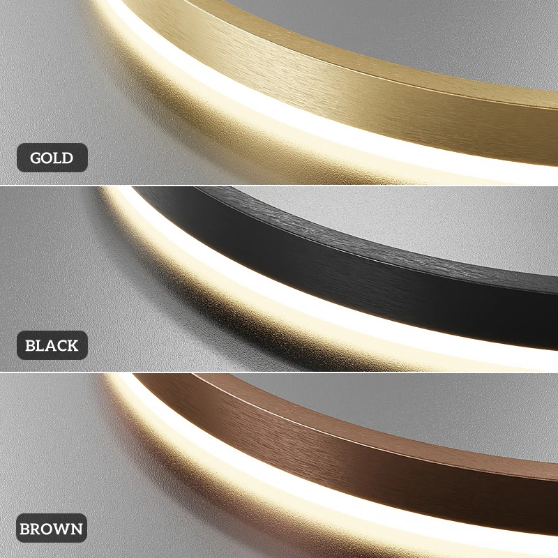 Simple Hanging Ceiling Pendant Light Circle Ring Gold Luxury Modern Led Chandelier For Living Room