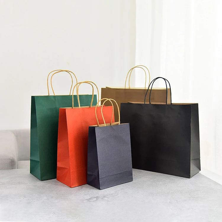 Wholesale Food Grade Takeaway  Flat Bottom  Pink Brown Kraft Paper Degradable Tote Coffee  Bag