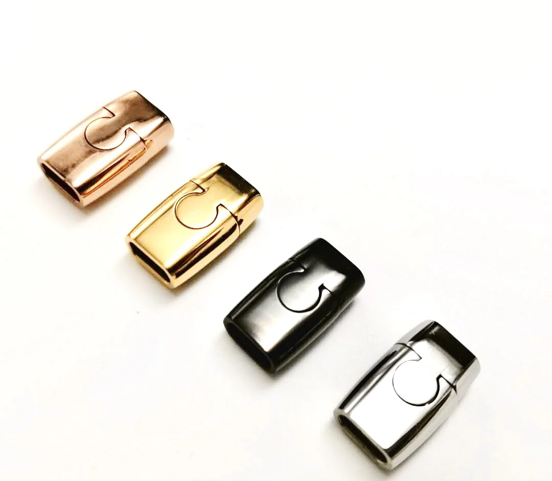 BMZ 6*2.5 mm hole new coming flat bracelet clasp black clasp for bracelet braided leather stainless bracelet_clasps