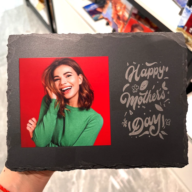 Wholesale special sublimate laser engrave black blank photo slate customize cat dog photo frame sublimation rock slate