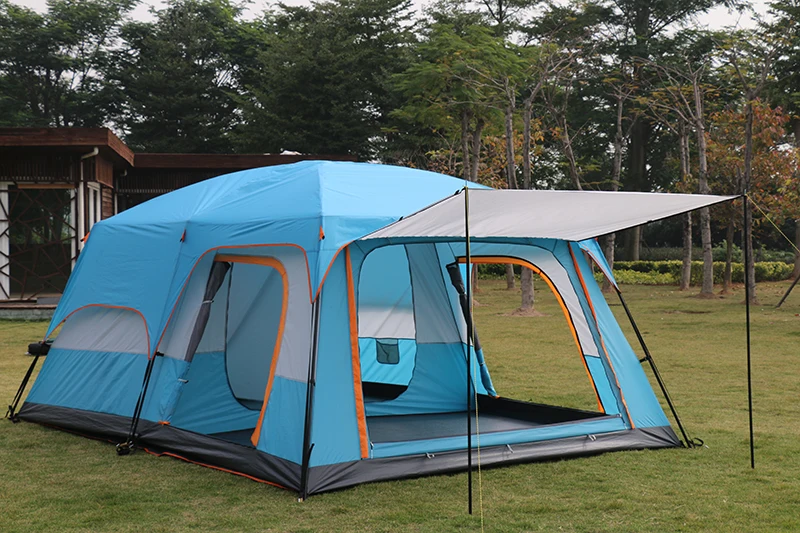 Hot Sale Multi Color Big Camping Family Tent 8-12 Persons 2 Room Waterproof House Outdoor Dome Tent