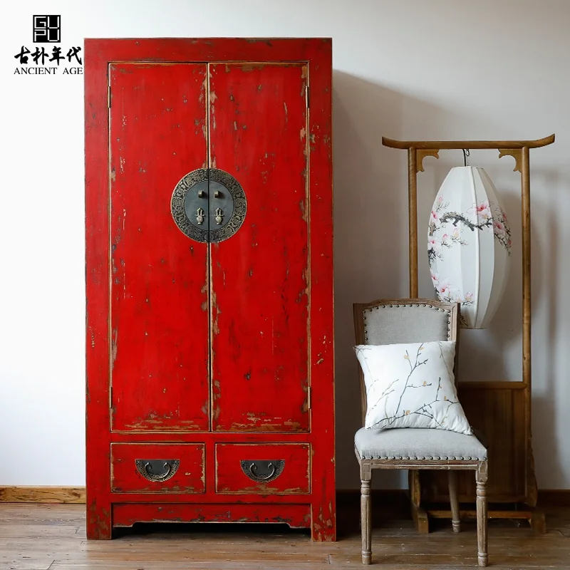 Chinese China sinocurio furniture wardrobe antique customized wardrobe big space wooden decorative wardrobe