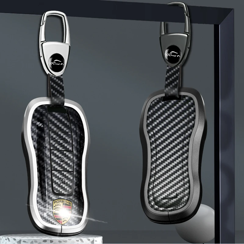 Leather Car Logo Key Cover for Porsche Cayenne 958 Macan 911 Panamera 996 991 Boxster 987 997 2019 2020 Accessories