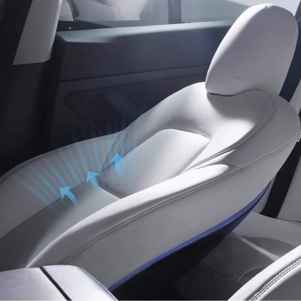 VJOYCAR For Tesla Model 3 Y Ventilated Seats Cover 2.0 Upgrade Passenger + Driver Leather Car Luxury Interior Accessories