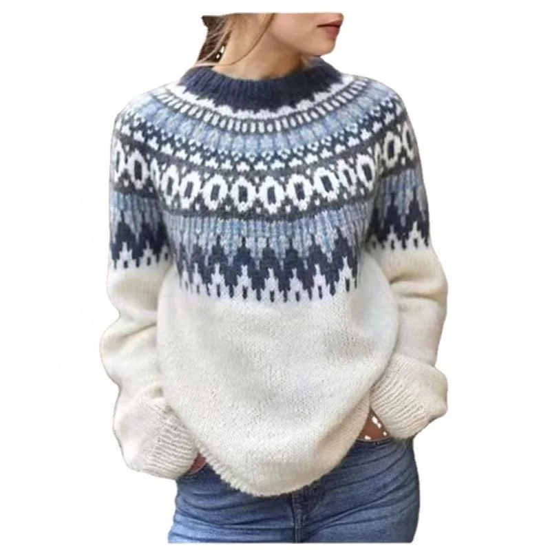 Custom knit sweater women crochet sweater long sleeve turtleneck woman knitwear handmade sweater design for ladies