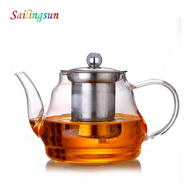 traditional hot sale shine premium high clear borosilicate glass tea infusion pot