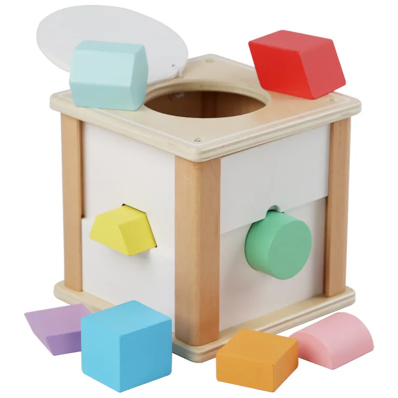 Kids Early Education Color Matching Game Geometric Shape Sorter Box Wooden Activity Cube Educational Enlightenment Toys