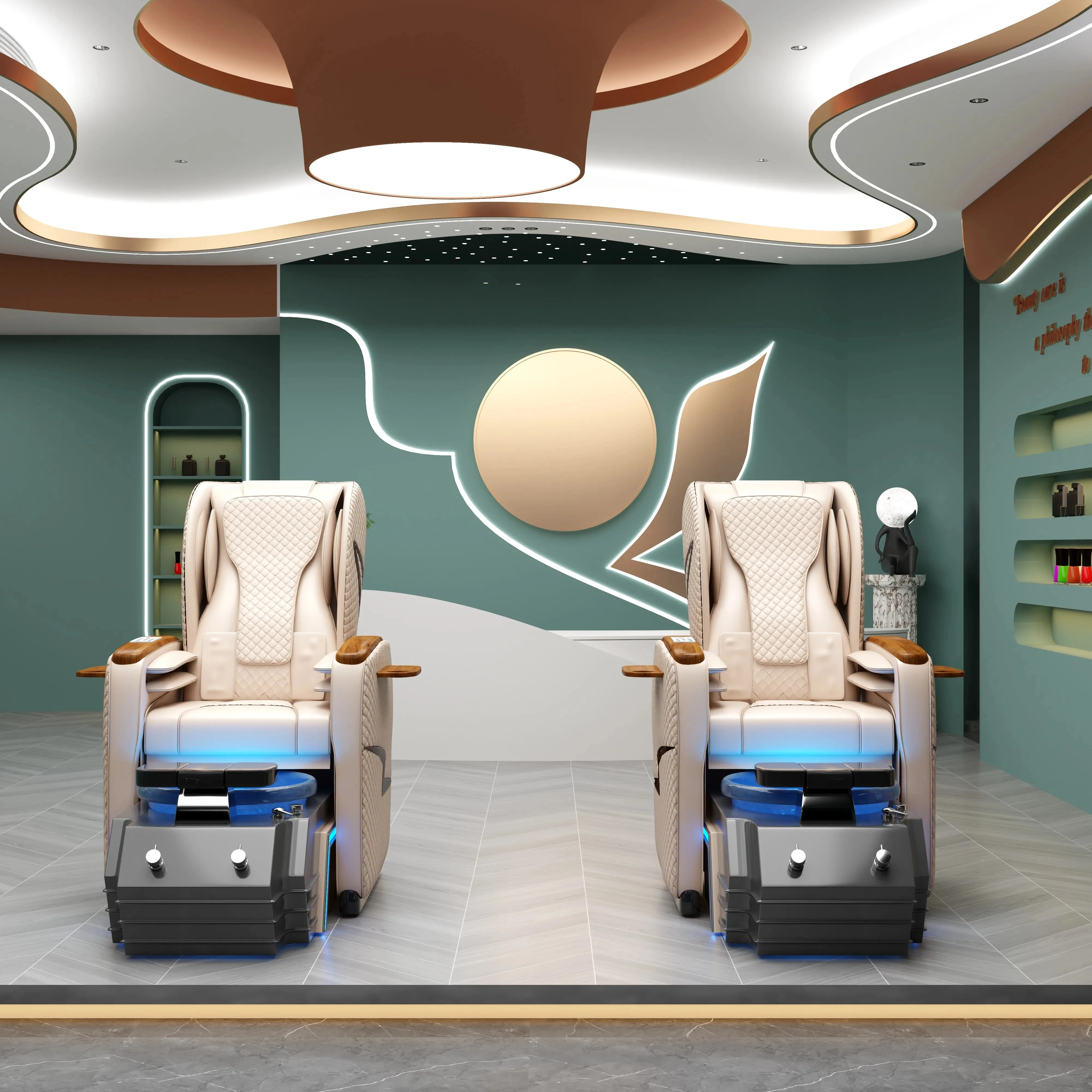Wholesale Modern Luxury Beauty Nail Salon Furniture Pipeless Whirlpool Discharge Pump Foot Spa Massage Pedicure Chair