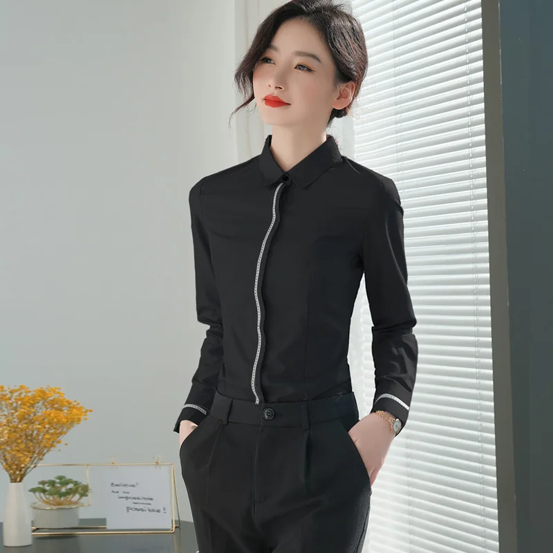 good quality white black purple blue modal long sleeve suit ladies women shirt dress for women