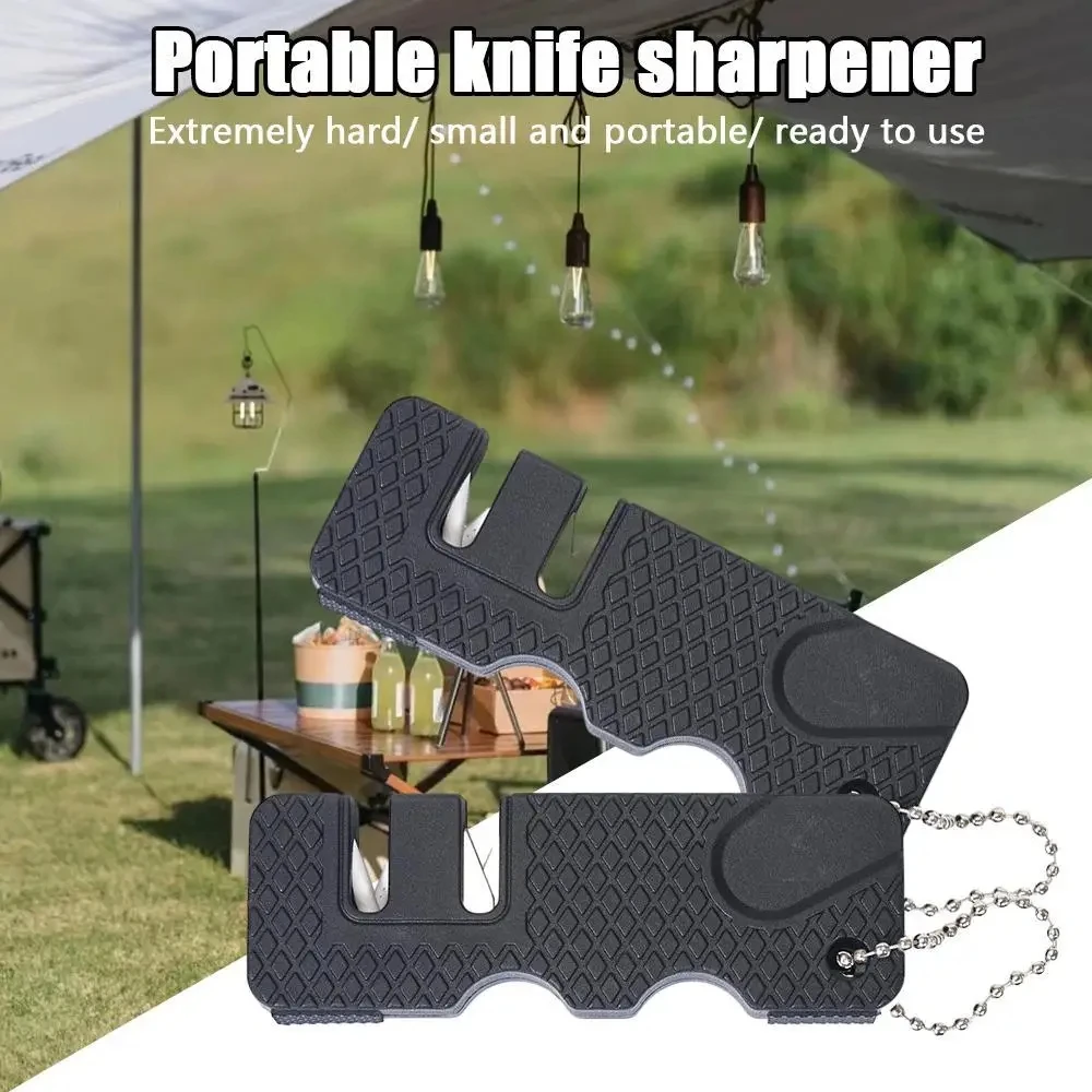 Mini Portable Outdoors Knife Sharpener Scissor Sharpen Gears Fish Hook Carbide Knife  Camping Tools Kitchen Accessories