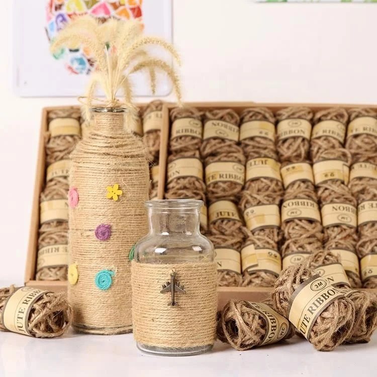 24Roll/Box 3MM 3Meters Hemp Rope Natural Jute Twine String Cord Rope DIY Making New