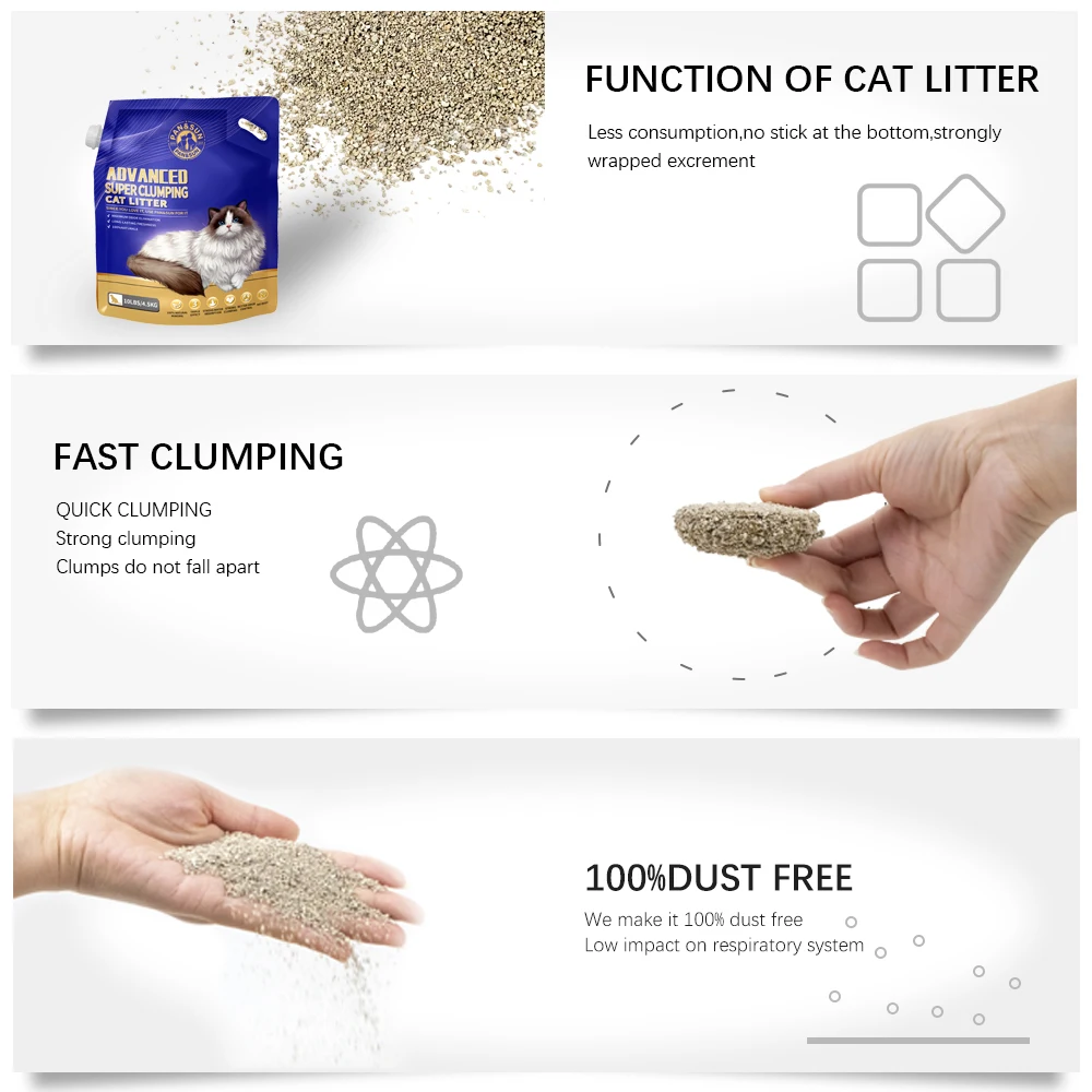OEM/ODM Wholesale Cat Litter Strong Clumping Eco Friendly Bentonite Cat Litter Sand