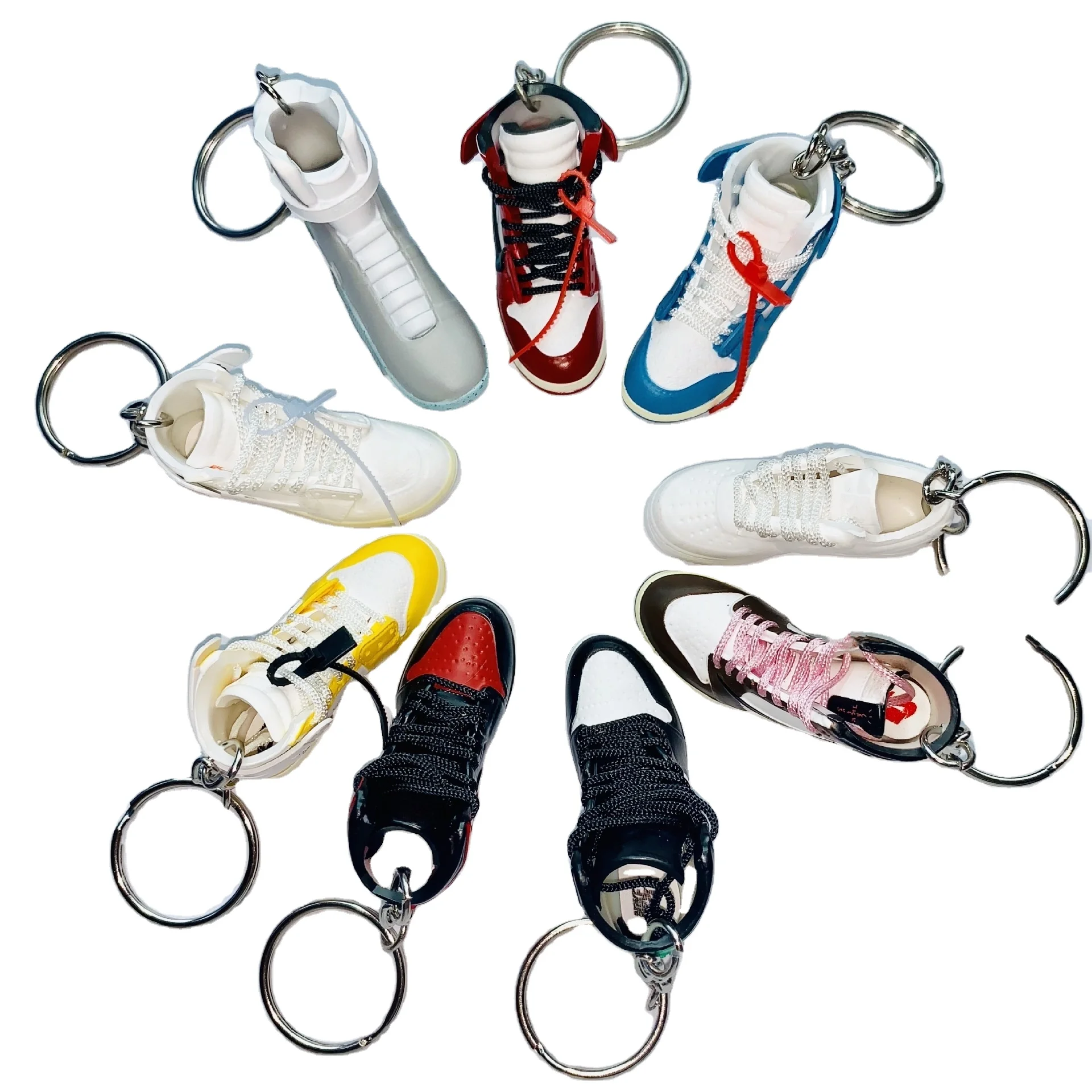 Wholesale shoes mold keychain PVC 3D mini basketball shoes car keychain backpack charm trainer Keychain