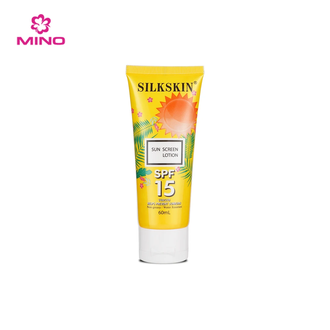 High quality SPF 15 Wholesale organic zinc sunblock sunscreen lotion with parts GMPC & ISO22716 factory