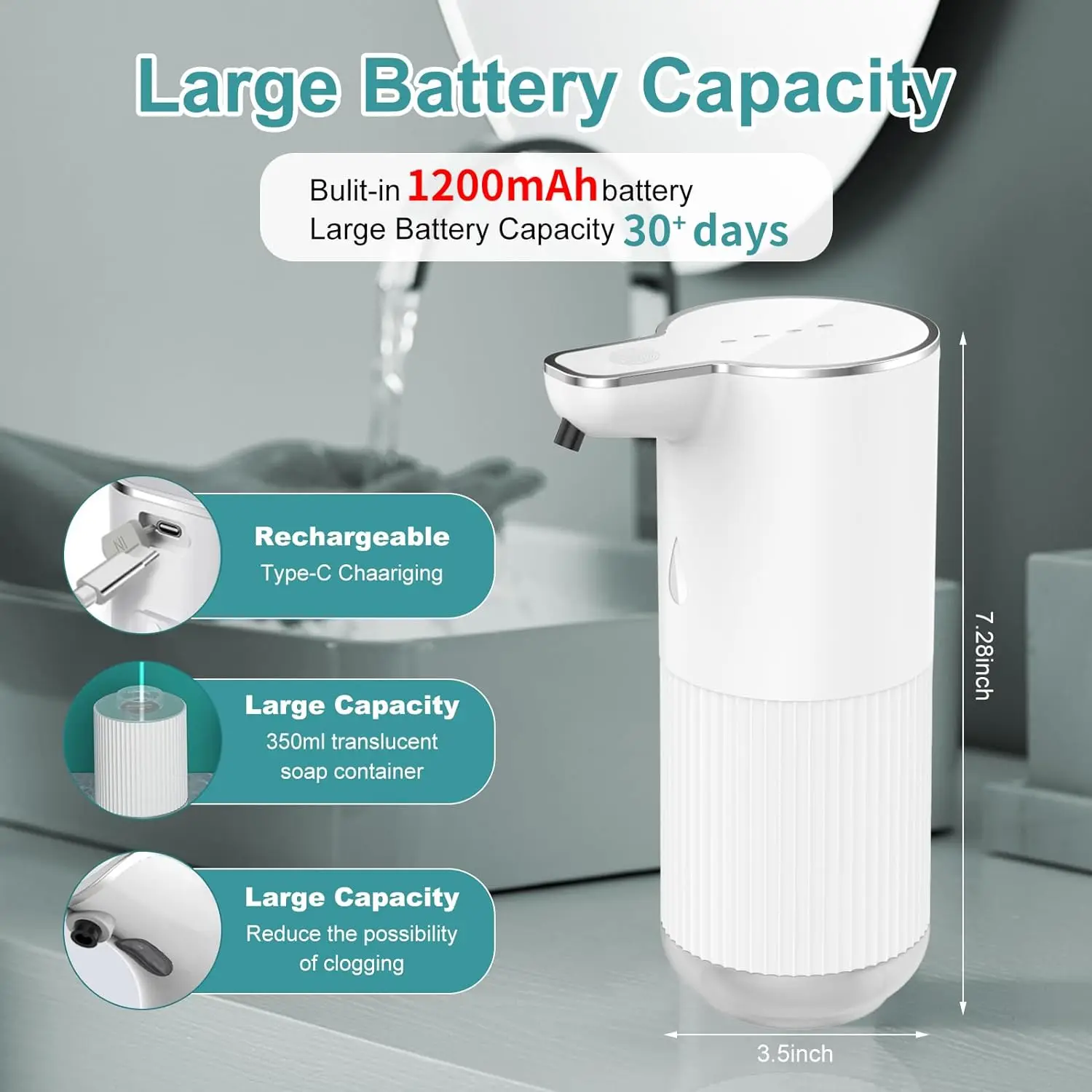 Wall Mounted Automatic Sensing Foam Soap Dispenser USB Powered Smart Touchless Hands Cleaning Soap Dispensers for Household Kids