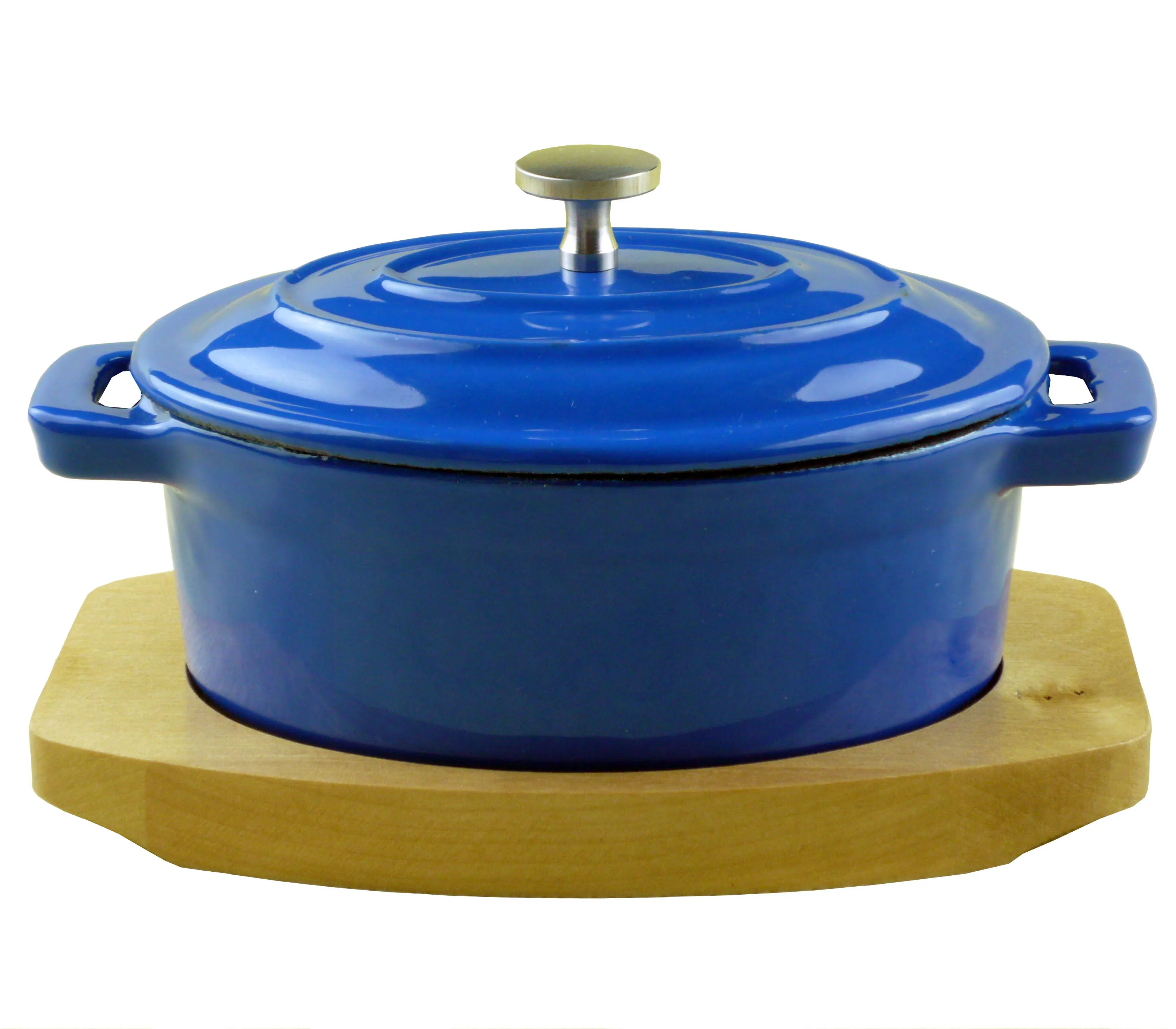 mini pot 350 ml tableware cast iron enamel cookware casserole with wooden base kitchenware set