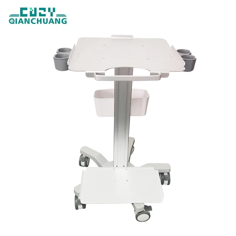 Hot Sale Ecg Breath Monitoring Equipment Aviation Aluminum Tray Medical Trolley With Storage Basket