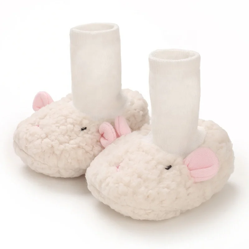 EVERTOP wholesale berber fleece lovely cartoon warm thermal winter baby sock shoes