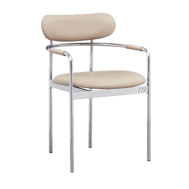 Metal Armchair Stainless Steel Upholstered Leather Luxury Home Furniture Restaurant Cafe Dining Chair