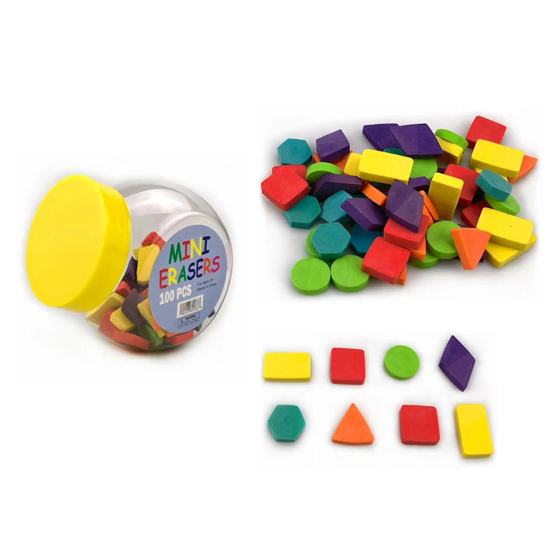 School Creative 100pcs Pack Set Fruit Cake Custom Shape Gift Erasers Rubber Cute Mini Kids Geometry Eraser