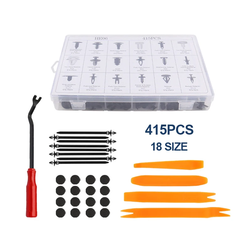415 PCS Automotive Retainer Clips with Fastener Remover 18 Most Popular Sizes Nylon Car Clips Fasteners