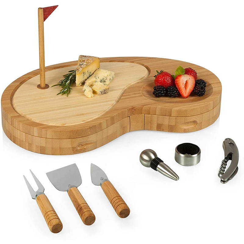 Bamboo Parties Serving Cheese Tray Charcuterie Cheese Board With Cutlery Set