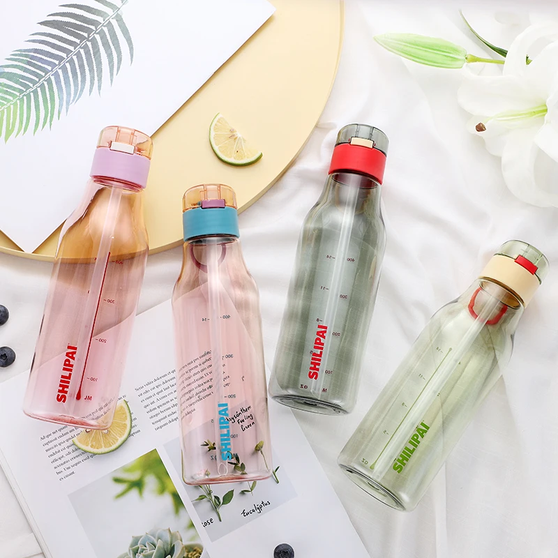 1535-520ML wholesale Bicycle  Flip Top Lid  And Straw Plastic Sports Water Bottle