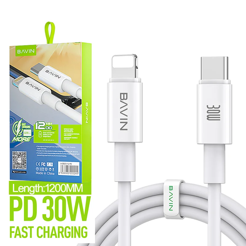 Bavin Custom TPE Wholesale price usb type c to USB Type c 18w 20w 30w pd Mobile Phone Fast charging Data cable cb253