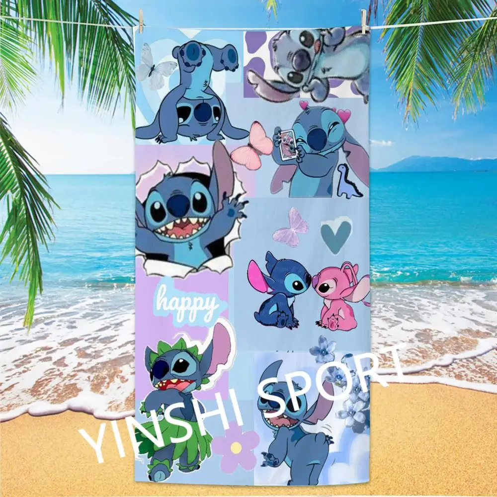 Summer Products 2024 Stitches Kids Cartoon Beach Towels Terry Cloth Hand Towels Printed Microfiber Beach Towel