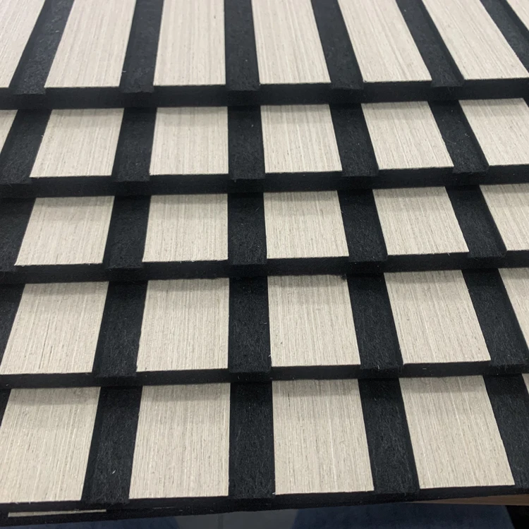 Walnut Soundproof Ceiling Akupanel Sound Veneer Slotted Slat Forest Wooden Veneer Mdf Acoustic Wall Panels