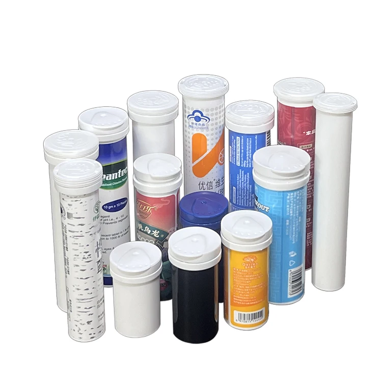 Cheap Plastic Effervescent Tubes Desiccant Topper for 30ml/60ml Effervescent Tablets PE Material Screw Cap Use Medicine Industry