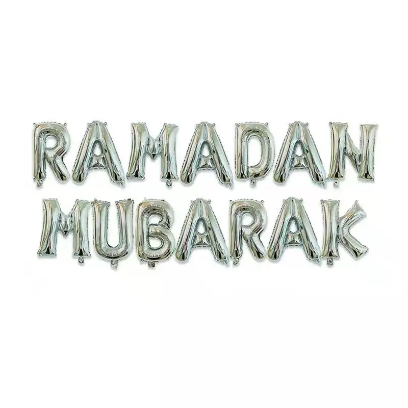 EID 16 Inch Ramadan Mubarak Banner Bunting Foil Balloon for Party Decoration Metallic Aluminum Ballon Ramadan Kareem Decor Ball