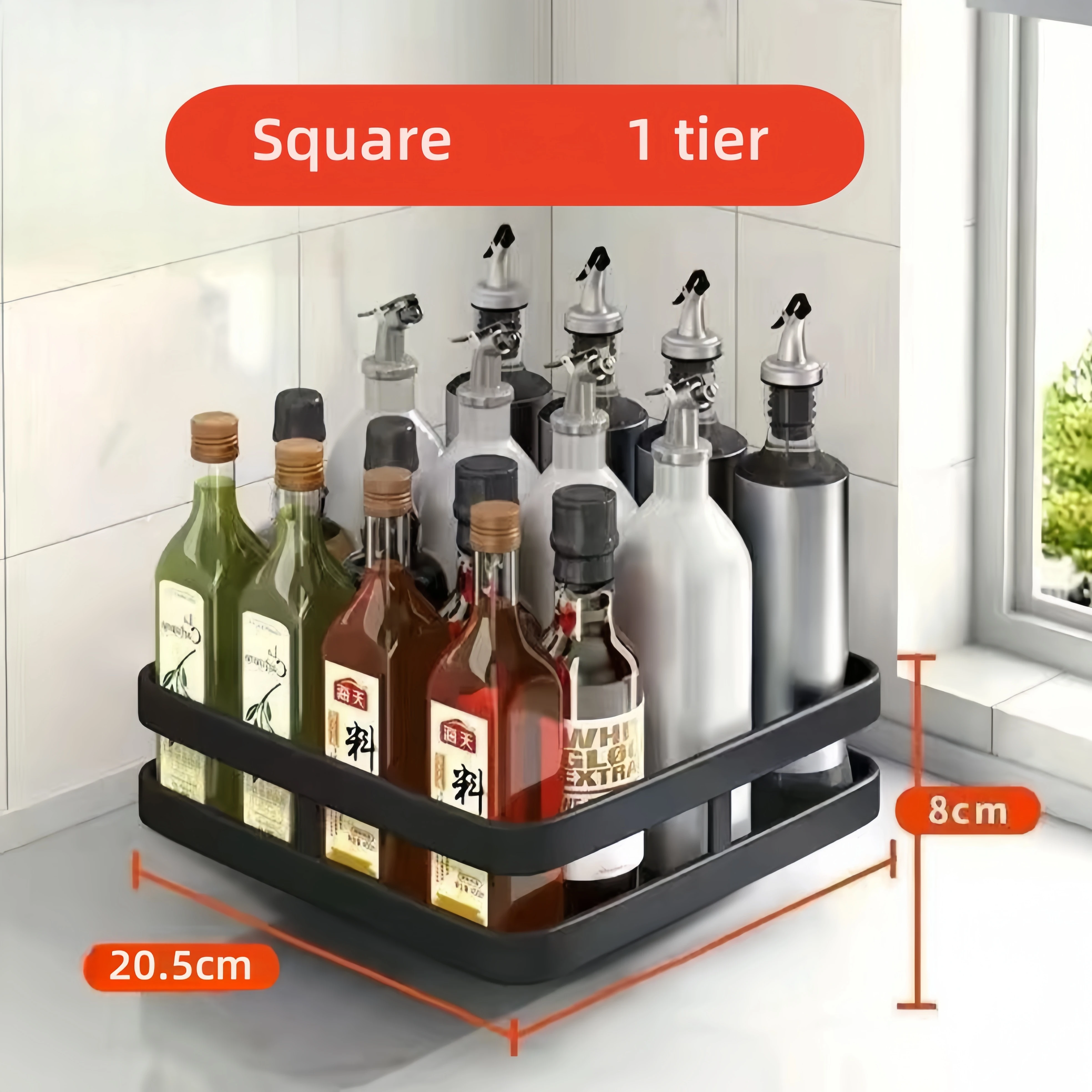 1 Tier Spice Rack Organizer Rotating Seasoning Organizer Metal Turntable Height Adjustable Spice Organization for Rack Spice