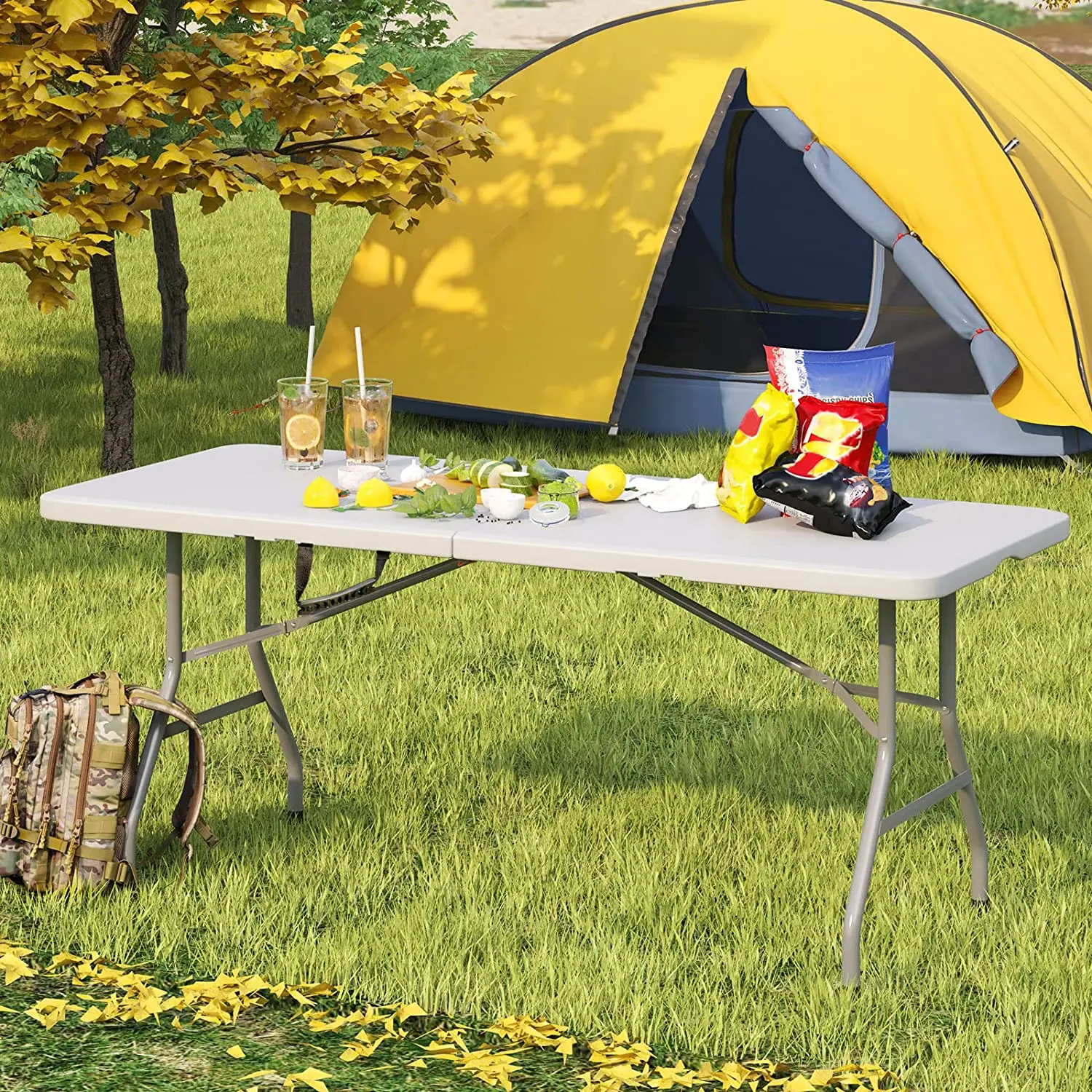 Wholesale factory portable picnic outdoor plastic 72inch folding table banquet rectangular dining 6ft plastic folding table