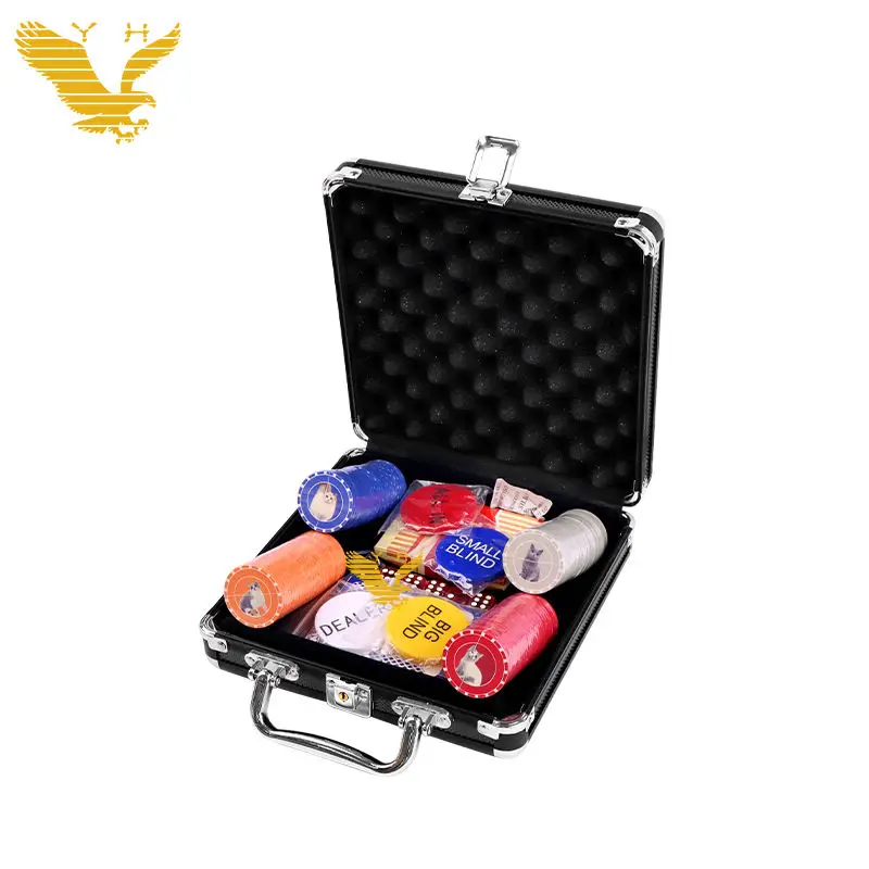 YH 100 Poker Chips Cute Cat Custom Ceramic Curved Poker Chips Set With Case