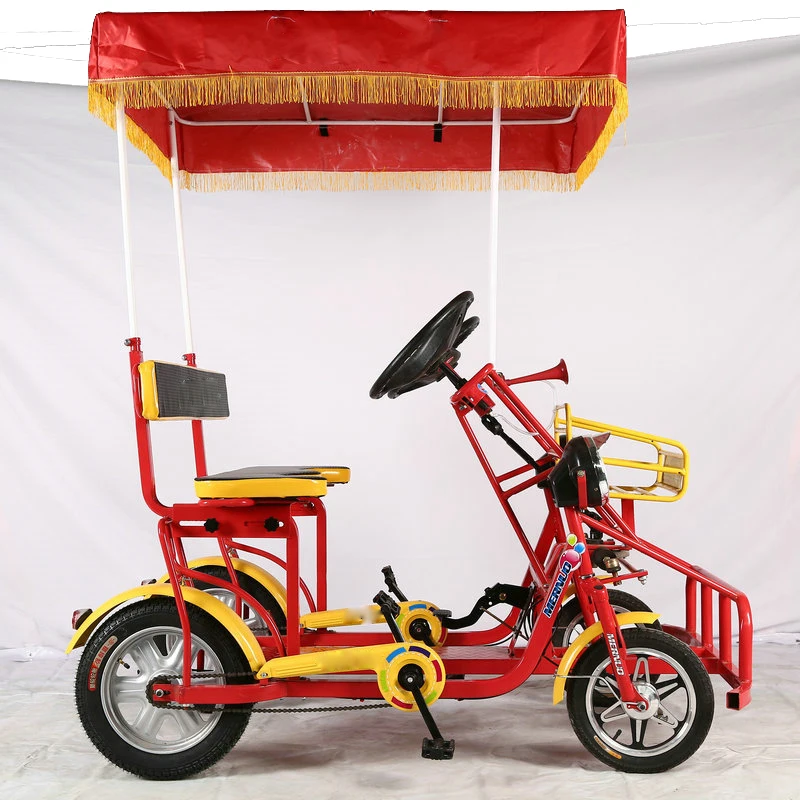 Entertainment Steel Frame sightseeing tandem bicycle tourist and recreational vehicles four wheel adult tandem bike