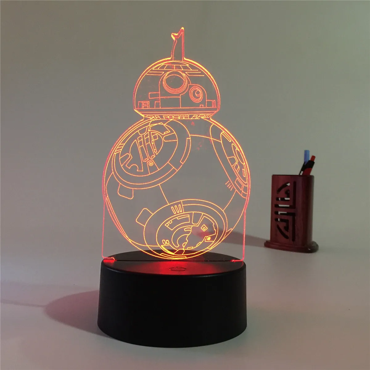 Amazon Hot Sale Night Light Marvel 3D Illusion Lamp Planet Wars Series BB-8 Robot LED Night Light For Kids