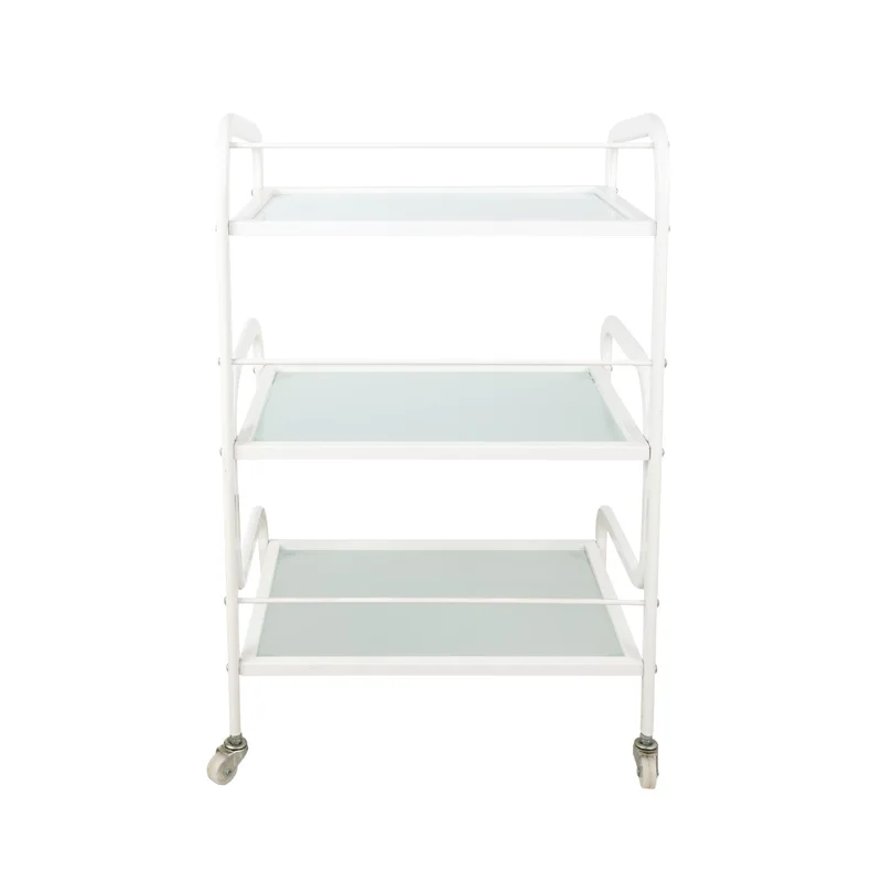 cheaper Glass beauty trolley. the tray is glass and the framework is iron . very durable salon tolley