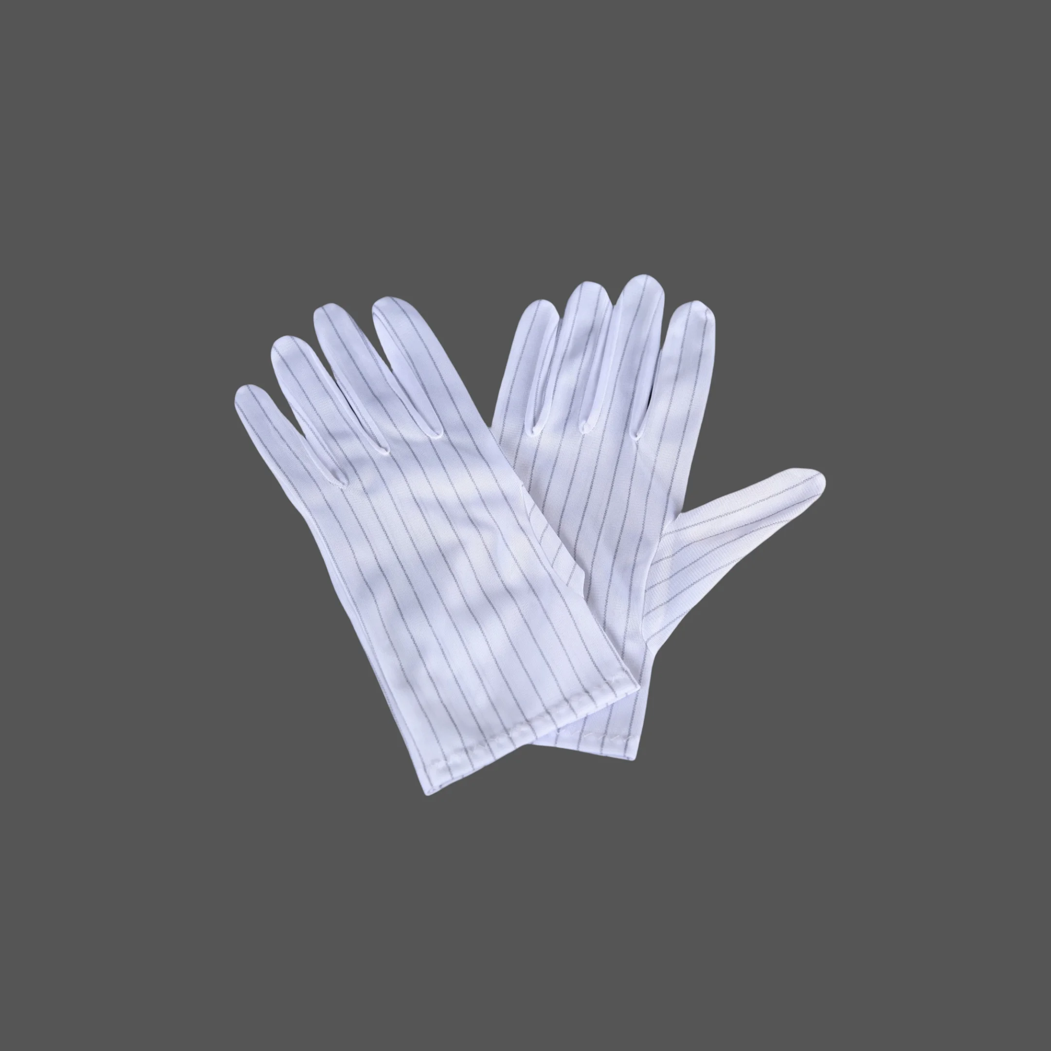 Reusable Stripe Polyester Conductive Carbon Wire Antistatic ESD Dust Free Fabric Cleanroom Gloves