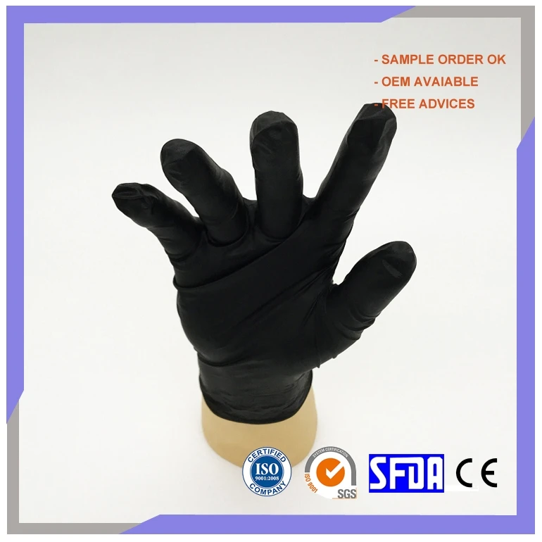 Thin Black Disposable Nitrile 3.5g Weight 3.5 MIL Household Rubber Working Kitchen Branded Cheap Good Quality Gloves