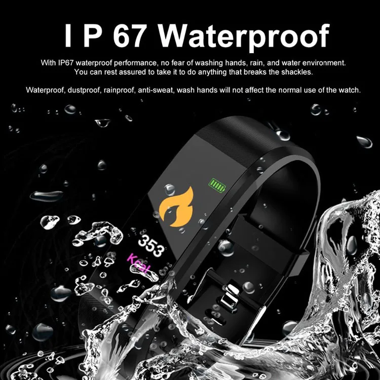 Factory wholesale gift smart bracelet fitness tracker 115 plus multi-function exercise heart rate monitor bracelet