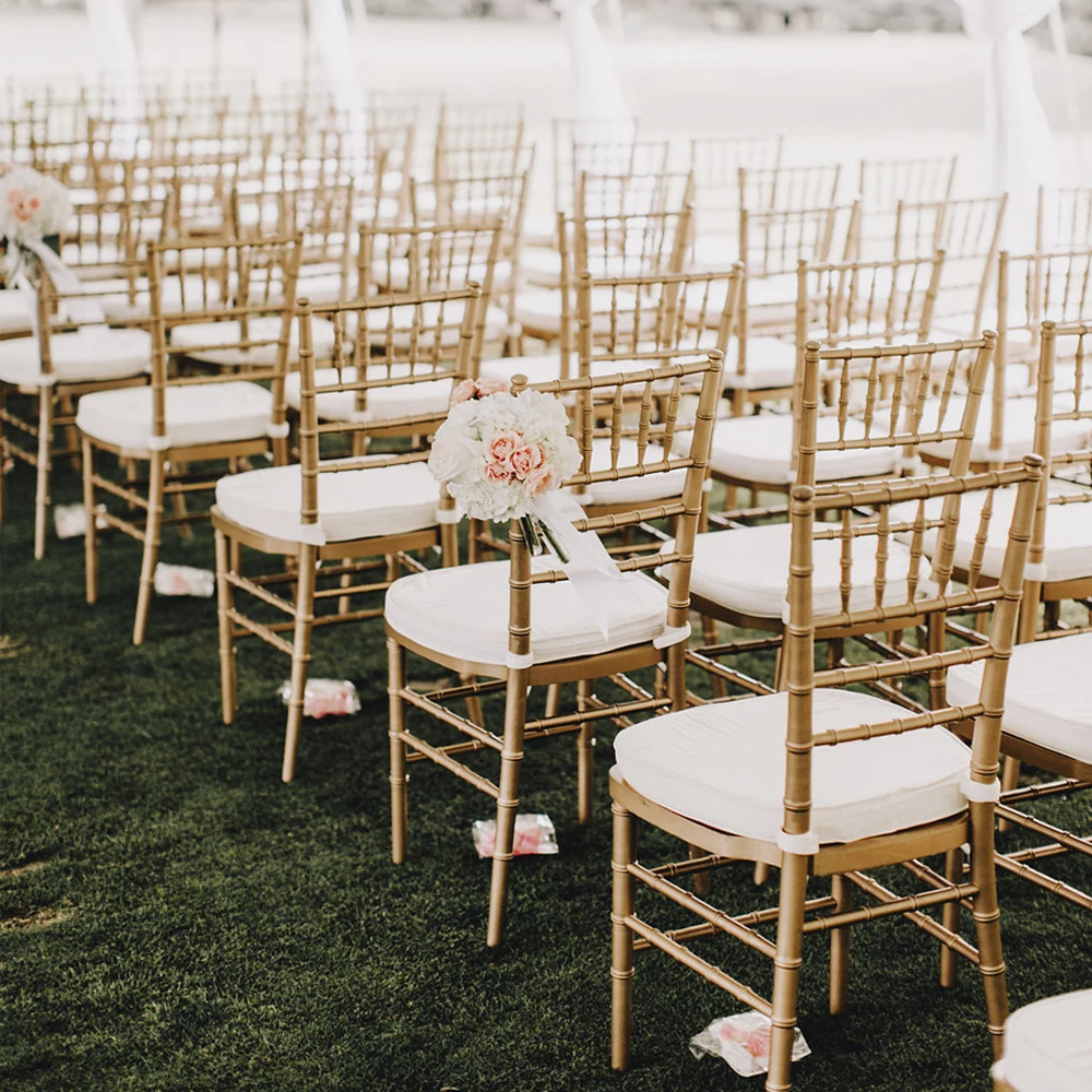 Wholesale Resin Wedding Events Banquet Plastic Gold Chivari Chairs for Party