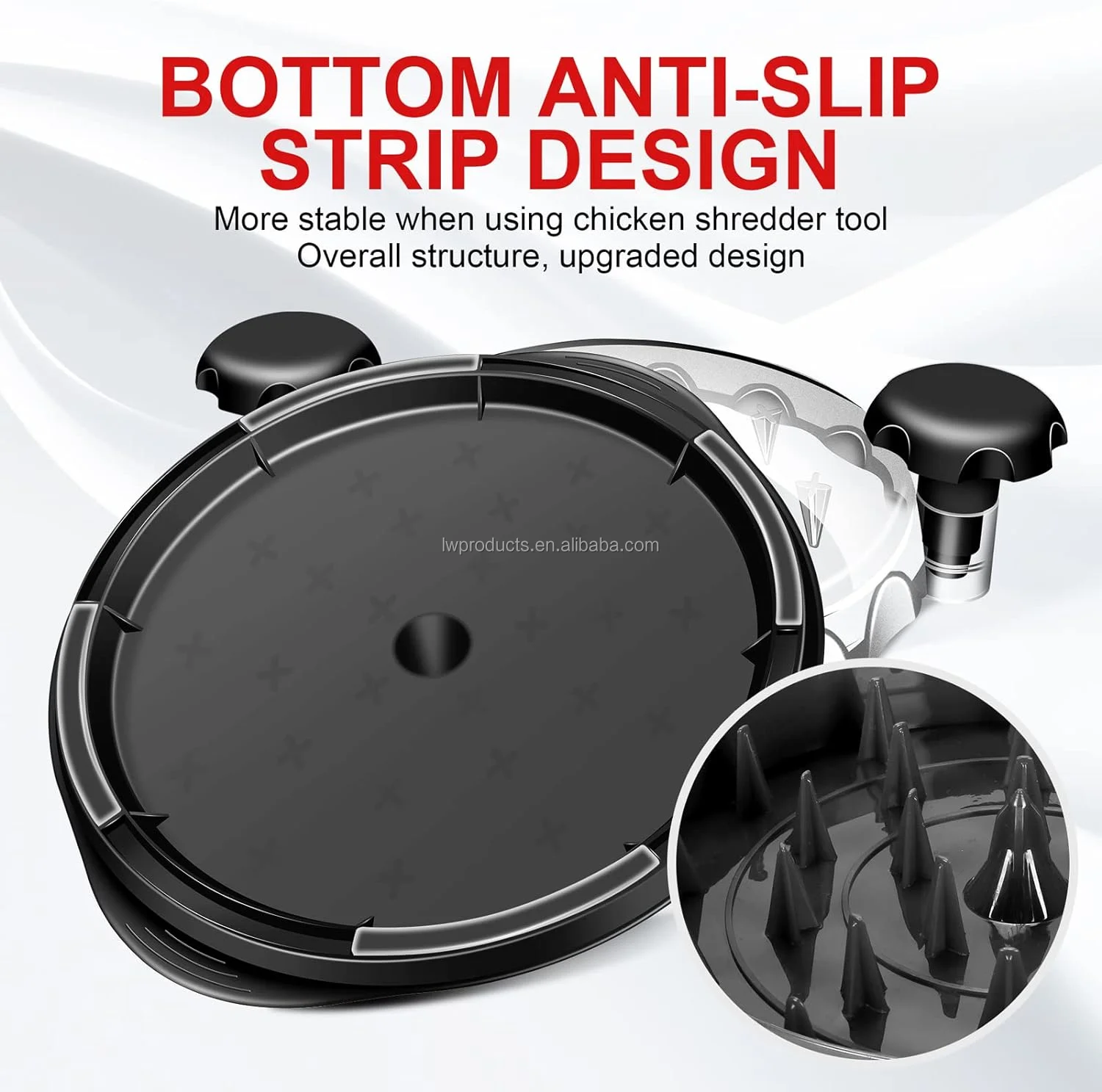 25.5Cm Big Size Round Barbecue BBQ Cooked Beef Pork Meat Chicken Breast Shredder Machine Combo Chicken Breast Shredder Tool Set