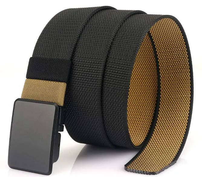 Daily Use High Quality Convenient Breathable Reversible Flip-top Buckle Canvas Belt Double Color Waistband for Men Casual Jeans