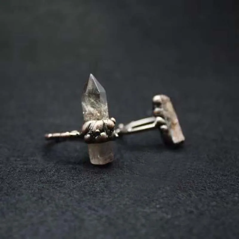 wholesale natural raw point crystal metalwork bronze ring clear energy original design