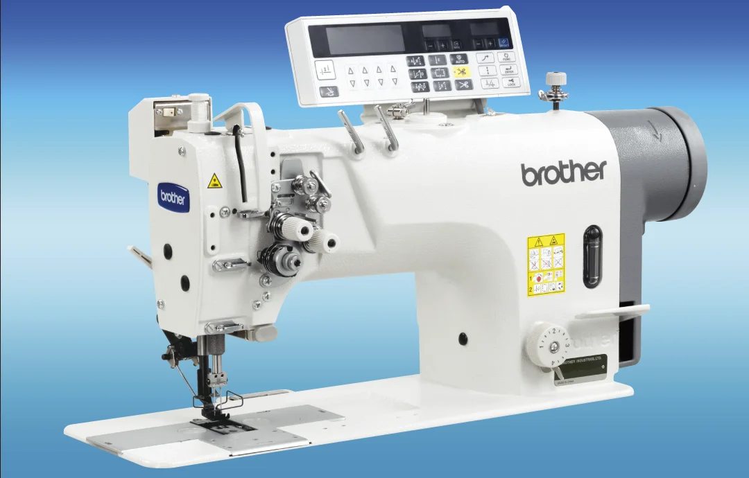 Brother T-8422D twin-needle direct drive automatic thread trimming lockstitch sewing machine with quick rewind device