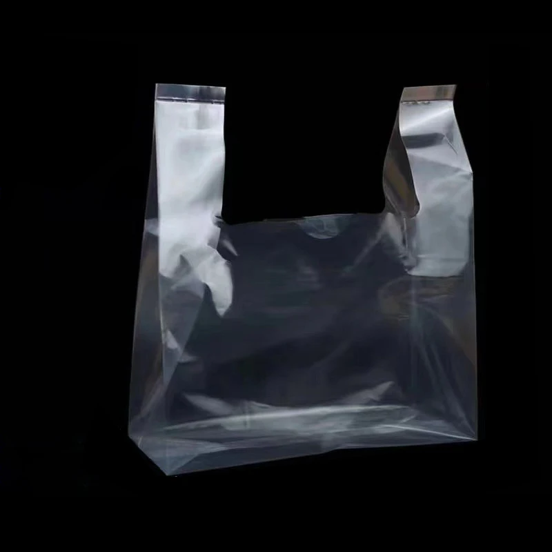 Reusable Transparent T-Shirt Shopping Bags HDPE/LDPE Takeout Food Packaging Thank You Bags Custom Vest Plastic Bags With Logos
